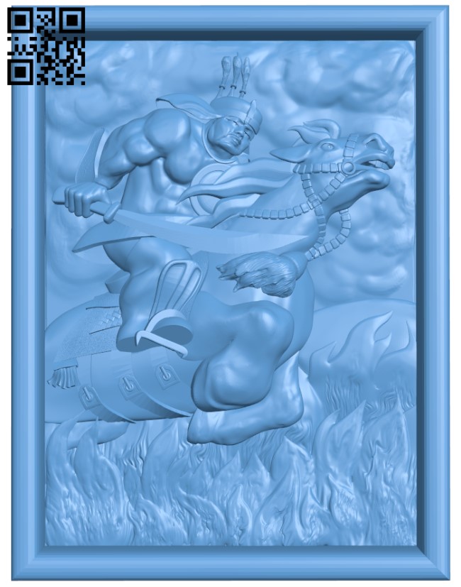 Painting of a warrior on horseback T0003142 download free stl files 3d model for CNC wood carving