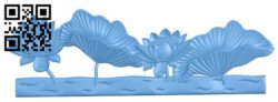 Painting of lotus flowers T0002954 download free stl files 3d model for CNC wood carving
