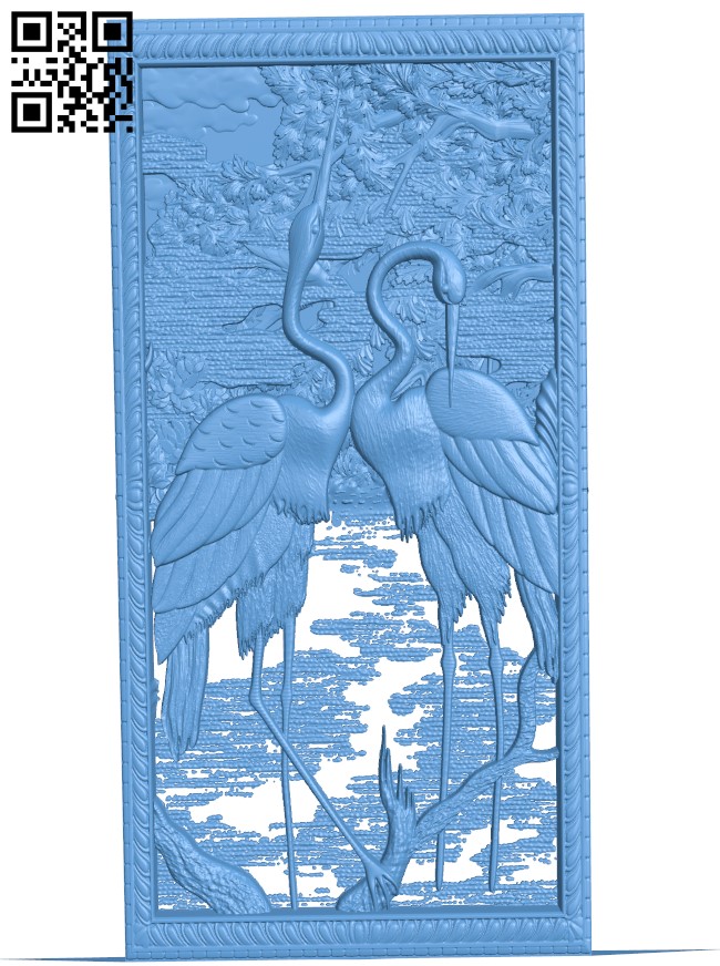 Painting of two storks T0002956 download free stl files 3d model for CNC wood carving