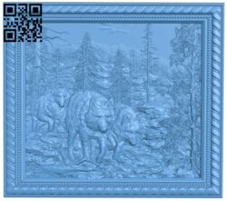 Painting of wolves T0003057 download free stl files 3d model for CNC wood carving