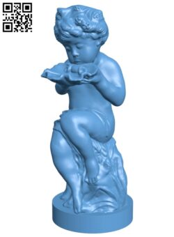 Putto holding a shell H010726 file stl free download 3D Model for CNC and 3d printer