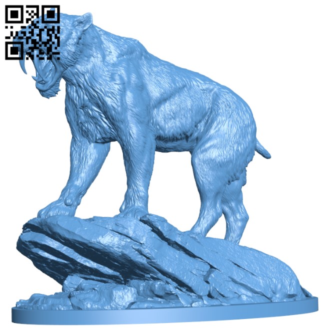 Smilodon Populator roaring H010735 file stl free download 3D Model for CNC and 3d printer