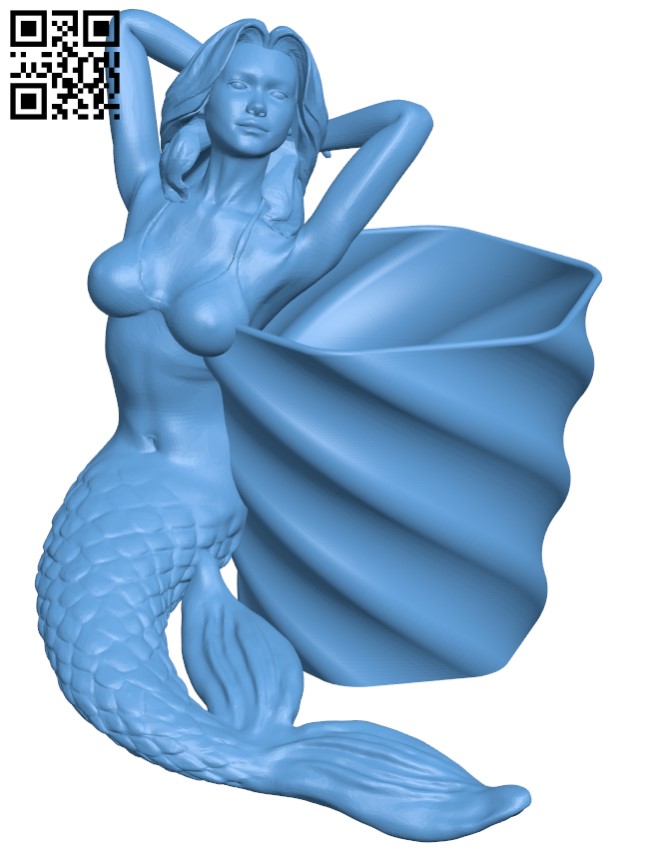 The little mermaid flower pot H010747 file stl free download 3D Model for CNC and 3d printer