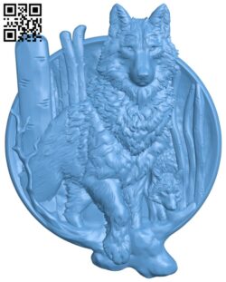 Wolf painting T0003068 download free stl files 3d model for CNC wood carving
