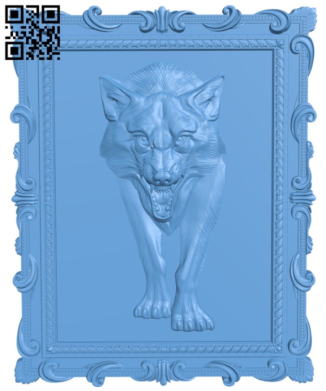 Wolf painting T0003069 download free stl files 3d model for CNC wood carving