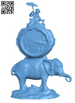 Elephant table clock H011011 file stl free download 3D Model for CNC and 3d printer