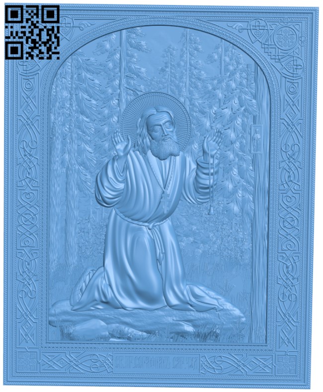 Icon of St. Seraphim of Sarov T0003330 download free stl files 3d model for CNC wood carving