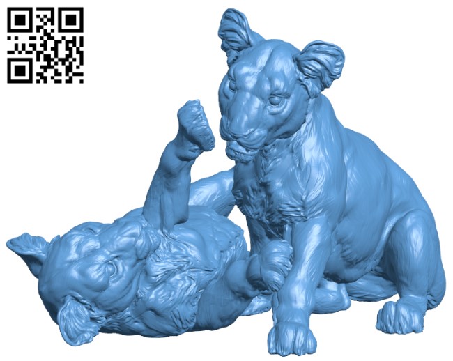 Lion Cubs Playing H010992 file stl free download 3D Model for CNC and 3d printer