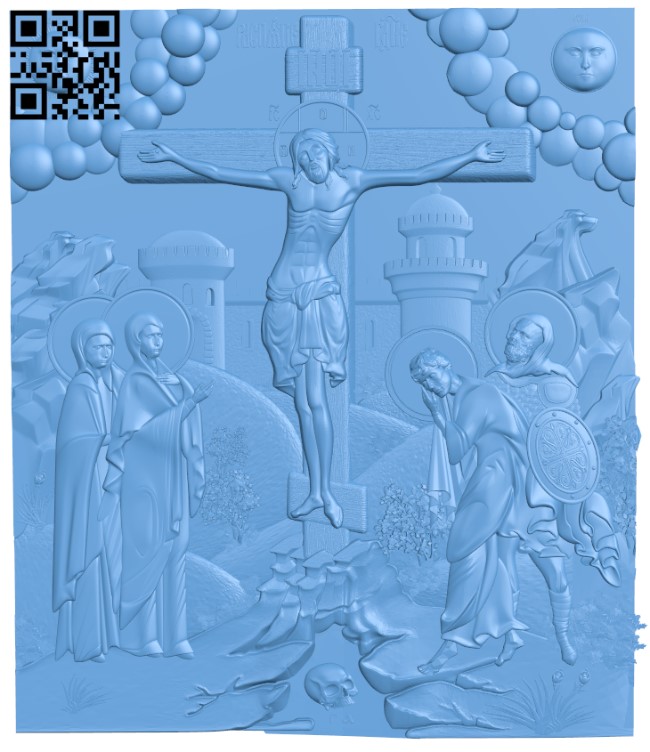 Painting of Jesus on the cross T0003448 download free stl files 3d model for CNC wood carving