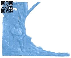 Painting of a man under a tree T0003446 download free stl files 3d model for CNC wood carving