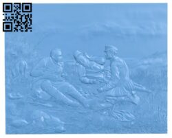 Painting of hunters resting T0003447 download free stl files 3d model for CNC wood carving