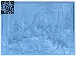 Picture wolf hunting deer T0003459 download free stl files 3d model for CNC wood carving