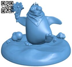 Banksy – Penguin throwing flowers H011282 file stl free download 3D Model for CNC and 3d printer
