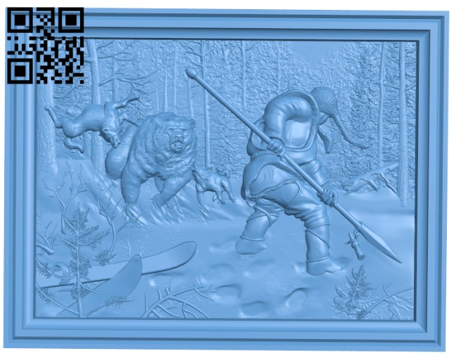 Bear hunting T0003662 download free stl files 3d model for CNC wood carving