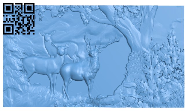 Deer painting T0003822 download free stl files 3d model for CNC wood carving