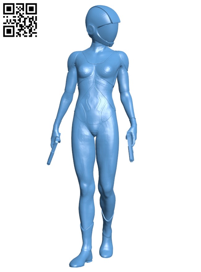 Female cyberpunk warrior H011467 file stl free download 3D Model for CNC and 3d printer