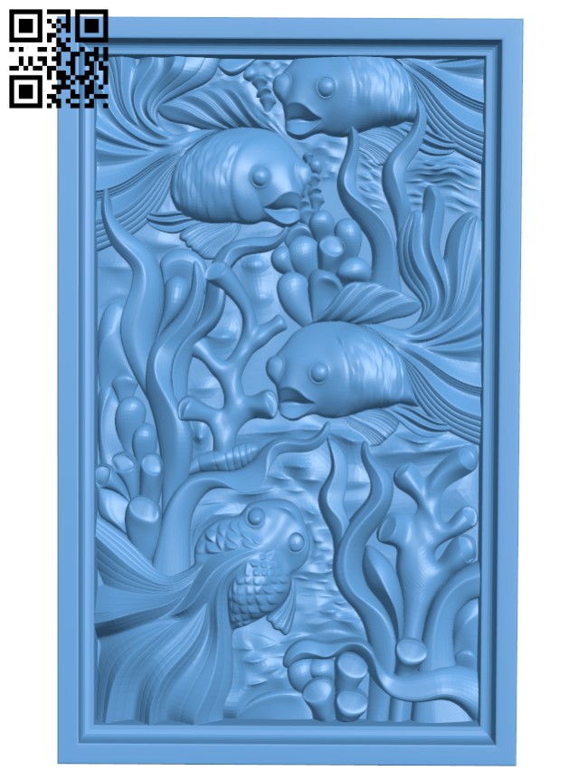 Fish painting T0003681 download free stl files 3d model for CNC wood carving