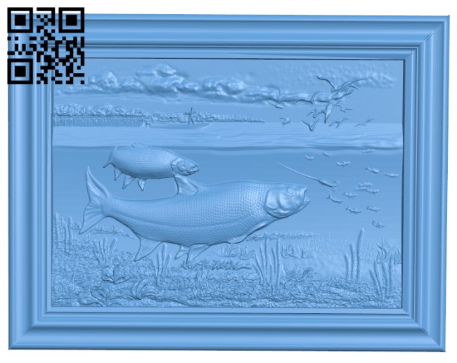 Fish painting T0003723 download free stl files 3d model for CNC wood carving