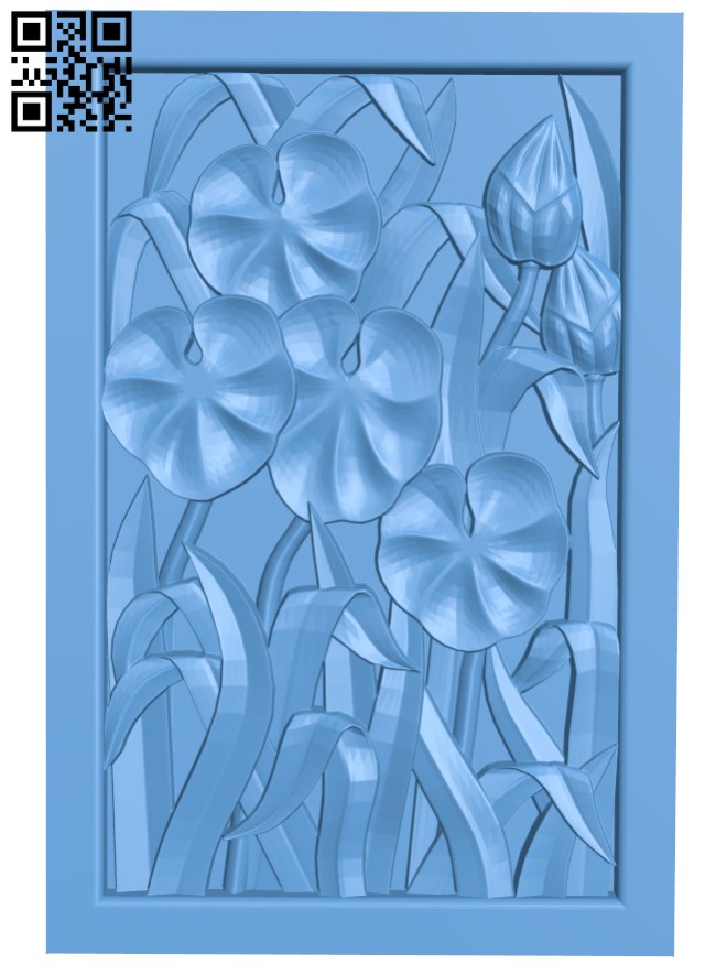 Flower painting T0003683 download free stl files 3d model for CNC wood carving