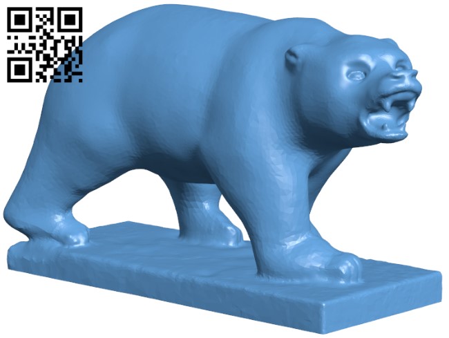 Grizzly Bear Statue H011420 file stl free download 3D Model for CNC and 3d printer