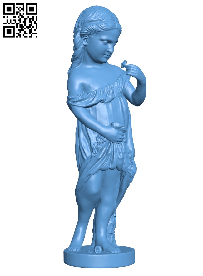 Little girl and morning glory H011351 file stl free download 3D Model for CNC and 3d printer