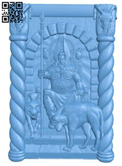 Odin and his wolves T0003666 download free stl files 3d model for CNC wood carving