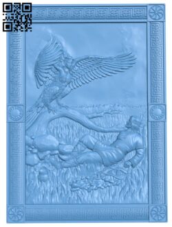 Painting of Gamayun and a man T0003763 download free stl files 3d model for CNC wood carving