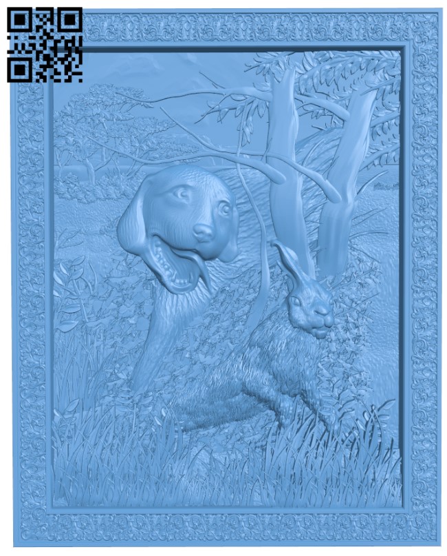 Painting of a dog and a rabbit T0003727 download free stl files 3d model for CNC wood carving