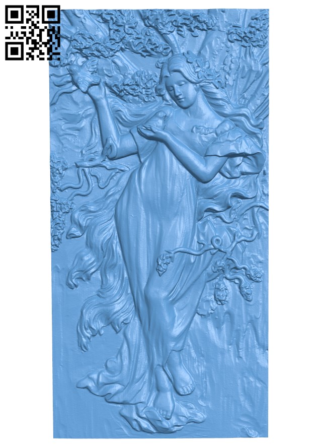 Painting of a girl in the garden T0003626 download free stl files 3d model for CNC wood carving