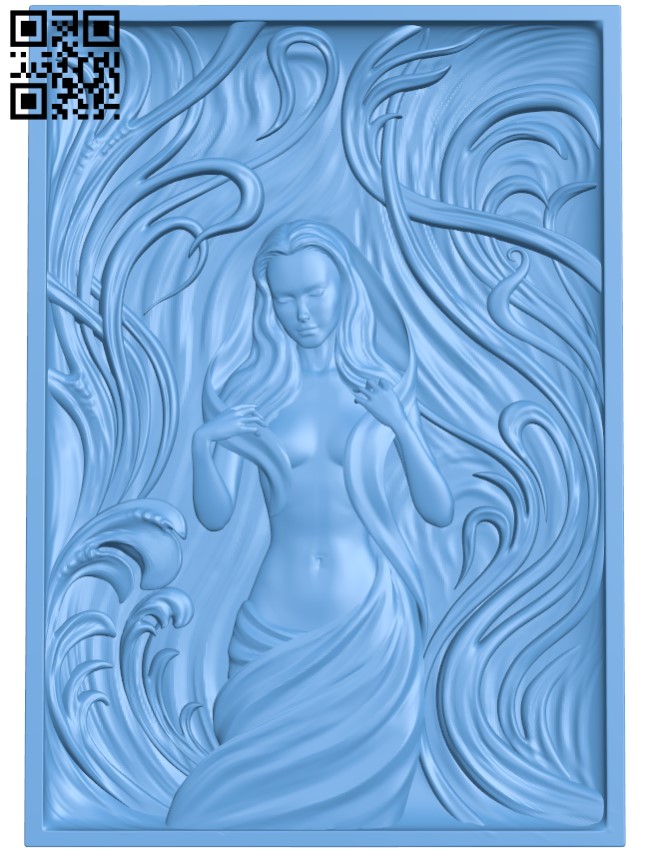 Painting of a girl surrounded by her hair T0003848 download free stl files 3d model for CNC wood carving