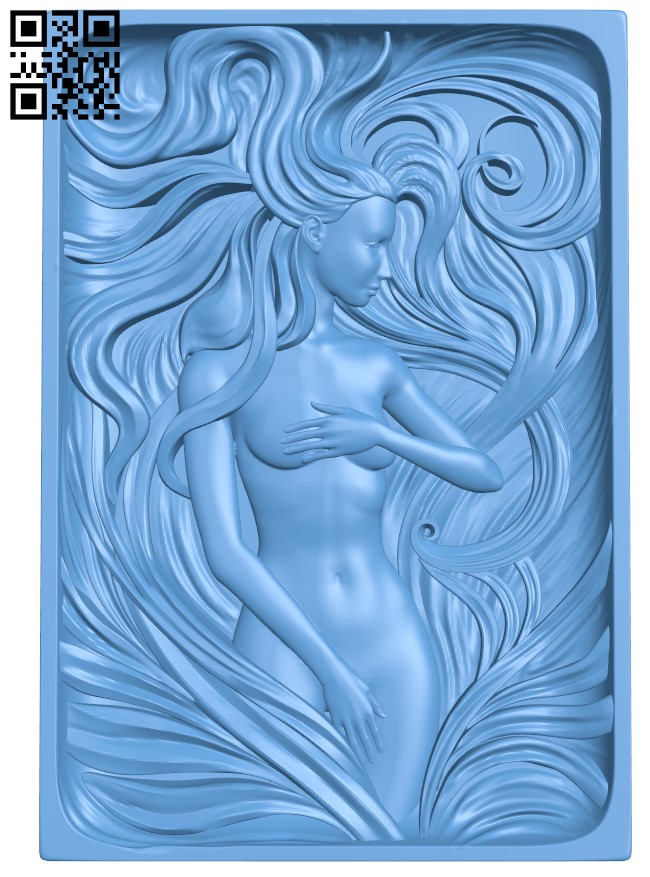 Painting of a girl surrounded by her hair T0003850 download free stl files 3d model for CNC wood carving