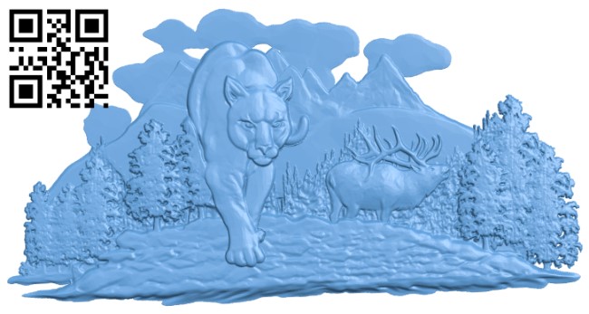 Painting of a lion and a moose T0003548 download free stl files 3d model for CNC wood carving
