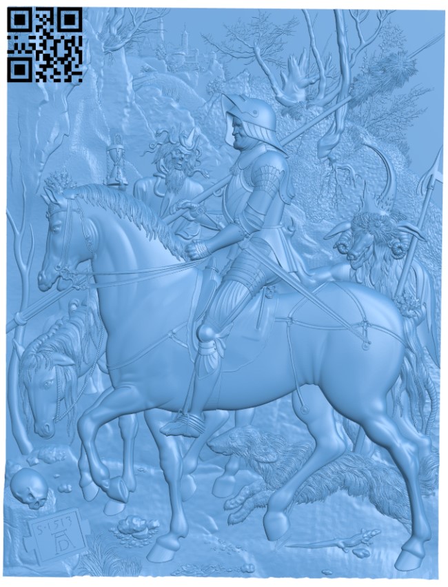 Painting of a warrior and devils T0003583 download free stl files 3d model for CNC wood carving