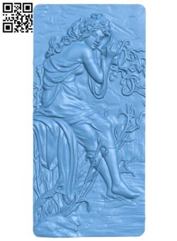Painting of a woman bathing T0003825 download free stl files 3d model for CNC wood carving