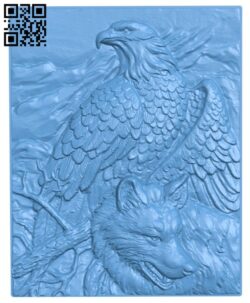 Painting of an eagle and a wolf T0003687 download free stl files 3d model for CNC wood carving