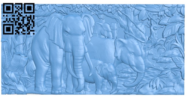 Painting of elephants T0003826 download free stl files 3d model for CNC wood carving