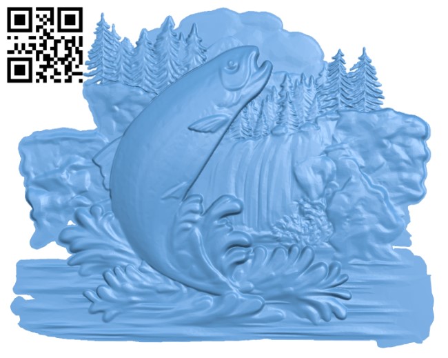 Painting of fish from the pond T0003629 download free stl files 3d model for CNC wood carving