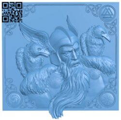 Painting of god Odin and crow T0003751 download free stl files 3d model for CNC wood carving