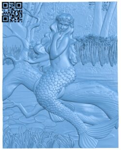 Painting of mermaid T0003764 download free stl files 3d model for CNC wood carving