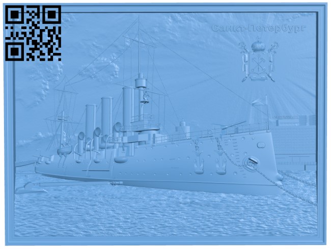 Painting of the cruiser Aurora T0003728 download free stl files 3d model for CNC wood carving
