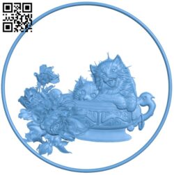Painting of two cats T0003784 download free stl files 3d model for CNC wood carving