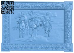 Painting of warriors on horseback T0003550 download free stl files 3d model for CNC wood carving