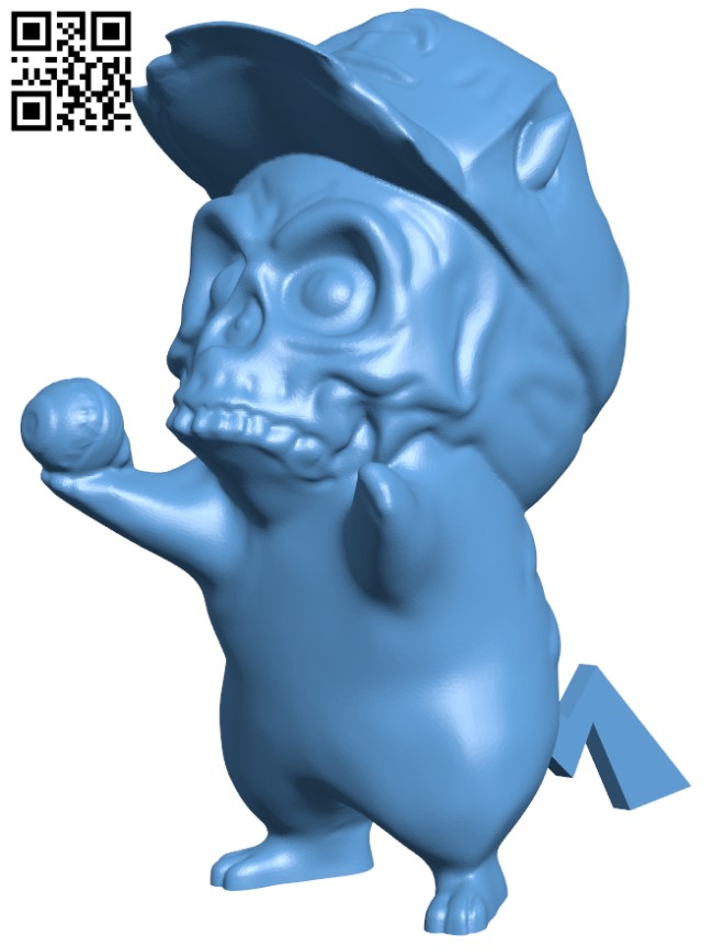 Pikachu with ASH's skull - Pokemon H011270 file stl free download 3D Model for CNC and 3d printer