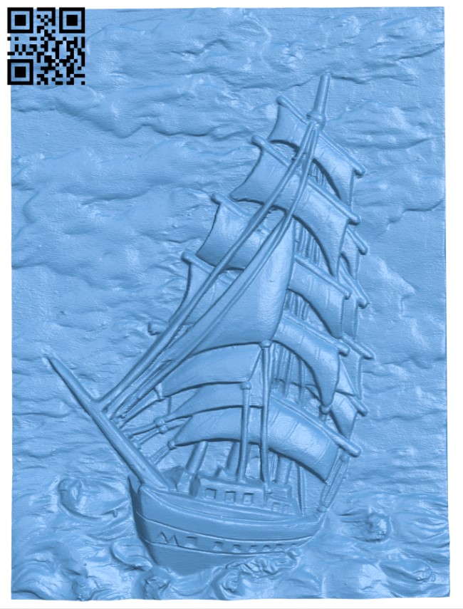 Sailboat painting T0003719 download free stl files 3d model for CNC wood carving