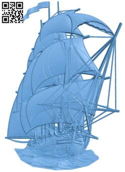Sailboat painting T0003819 download free stl files 3d model for CNC wood carving