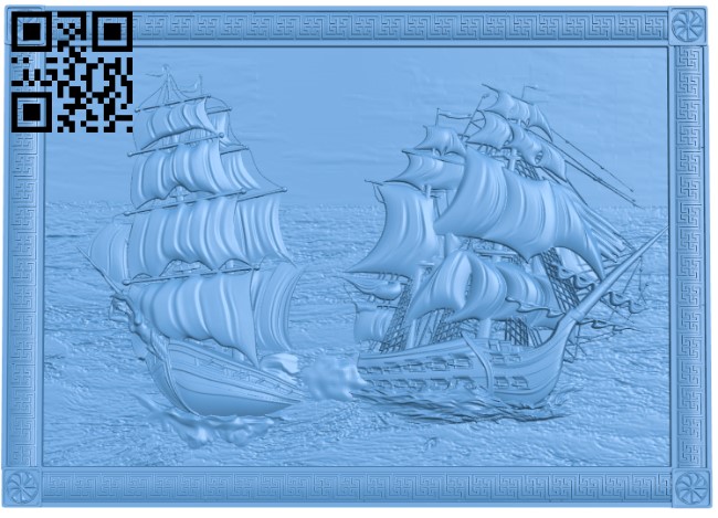 Sailboat painting T0003855 download free stl files 3d model for CNC wood carving