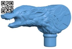 Wolf head cane H011531 file stl free download 3D Model for CNC and 3d printer