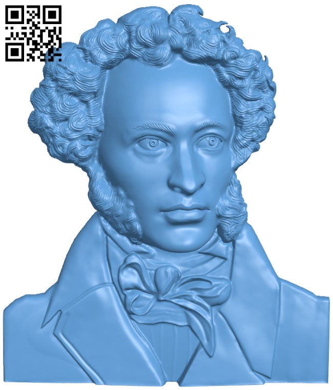 Alexander Pushkin T0003921 download free stl files 3d model for CNC wood carving