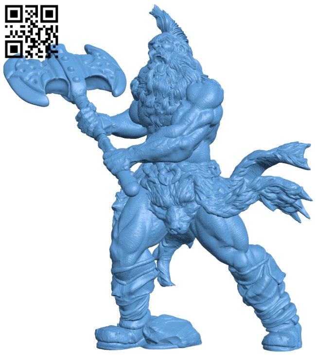 Barbarian Axe Warrior H011624 file stl free download 3D Model for CNC and 3d printer