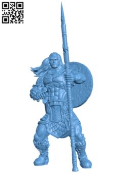 Barbarian Spear Warrior H011683 file stl free download 3D Model for CNC and 3d printer
